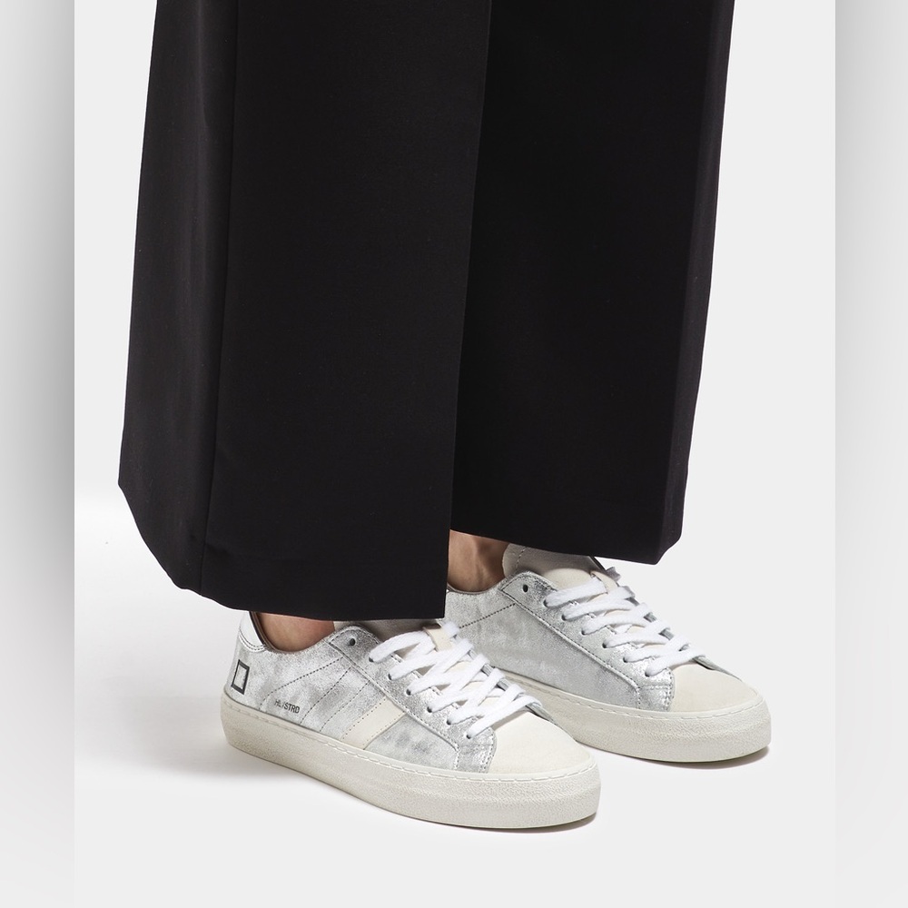 D.A.T.E. HILL LOW STARDUST Silver Sneakers Size 9.5